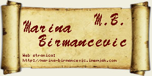 Marina Birmančević vizit kartica